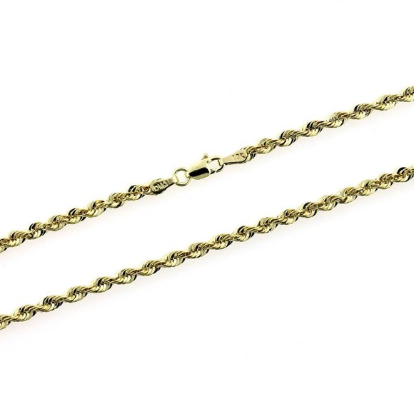 Real 10K Yellow Gold 3mm Rope Chain Necklace 16" inch - Picture 2 of 6